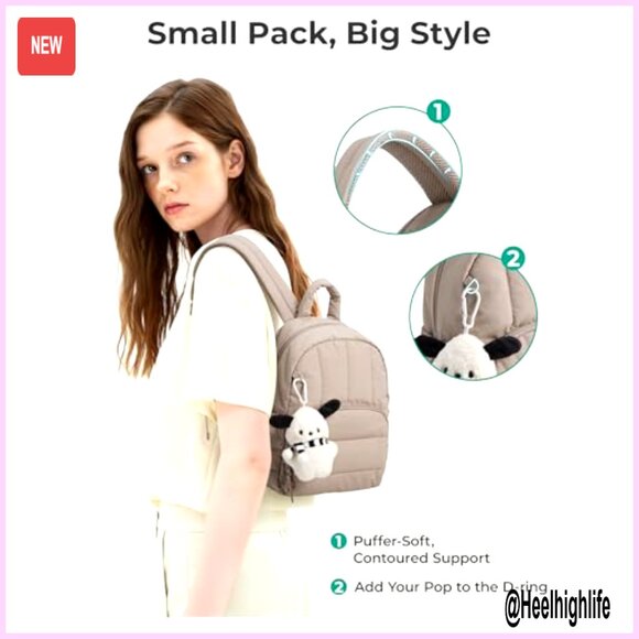 Mini Puffer Backpack, Lightweight Quilted Daypack, Water-Resistant Travel Purse main image 5